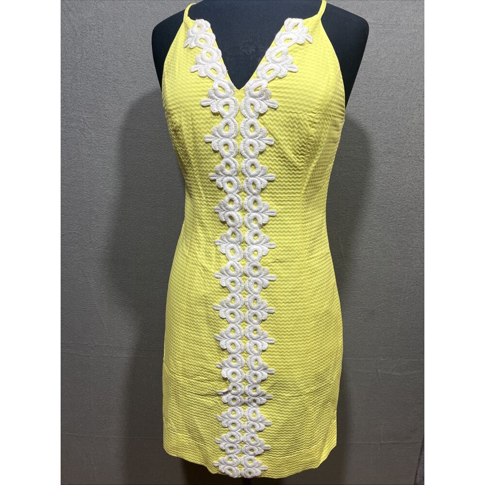 Lilly Pulitzer Pearl Sweet Tarty Yellow White Lace Shift Dress Size 6 - Picture 3 of 13